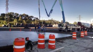 Pouring concrete for a building approach at Steel Warehouse in South Bend, IN