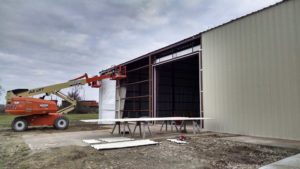 Steel building overhead door frame addition Bremen, IN