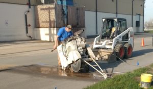 Concrete Sawing, street cut for sanitary sewer tap, Bremen, IN
