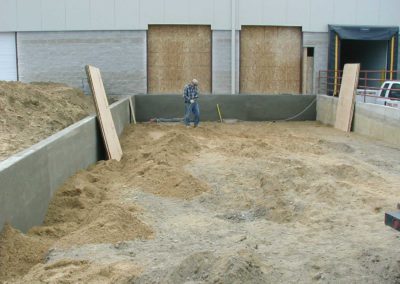 Truck dock ramp and doors during construction, Cleveland Center, South Bend, IN